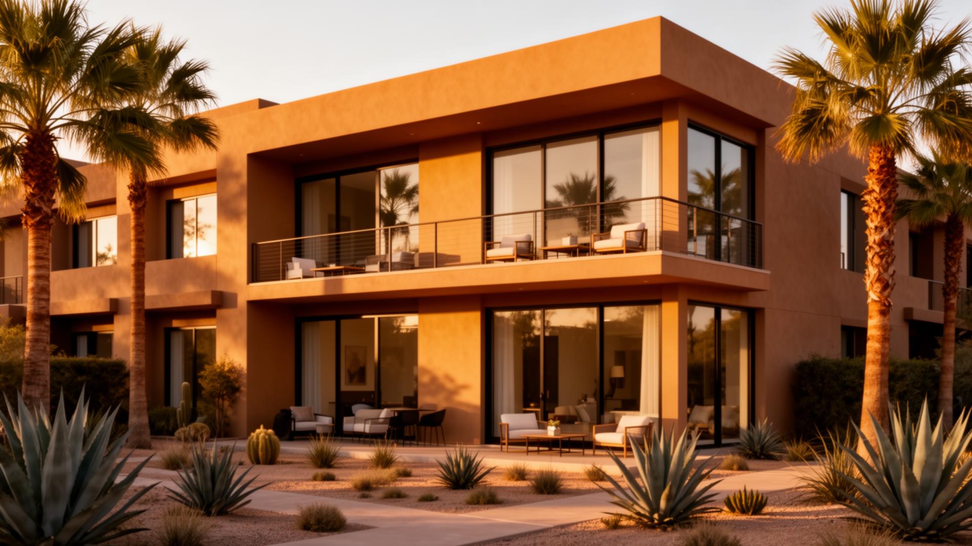 Veloura Suites desert villa at golden hour